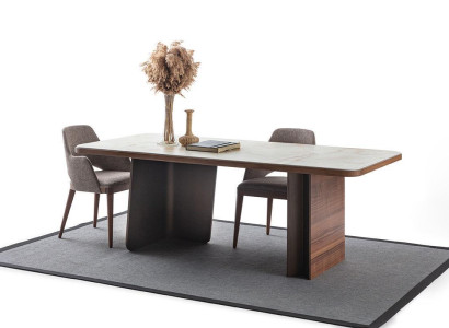 Dining room set 5 pieces. Dining table 4x Chairs Modern Design Brown Luxury Set